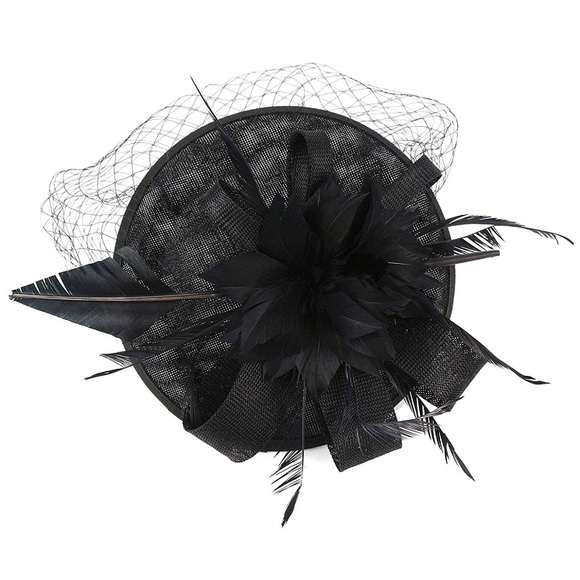 Hat Veil Feather Fascinator Hair Clip Headband - Picture 6 of 16